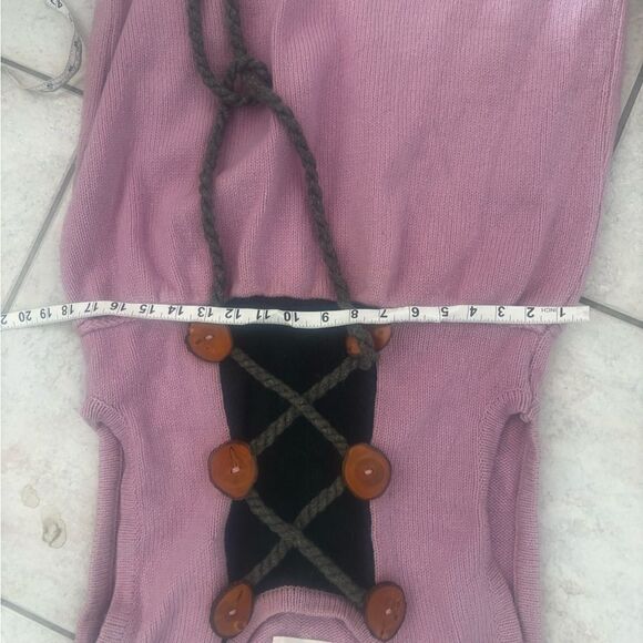 Rare Ortrud Rainer wood sweater dress amazing Vintage 3d strappy corset style - Picture 8 of 9